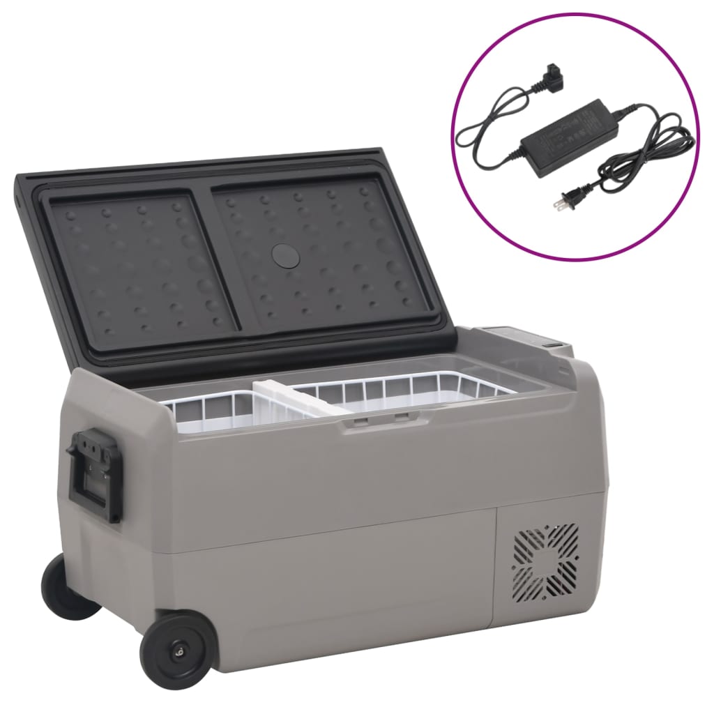 VidaXL Glacière avec roulettes et adaptateur 60 L PP et PE noir et gris