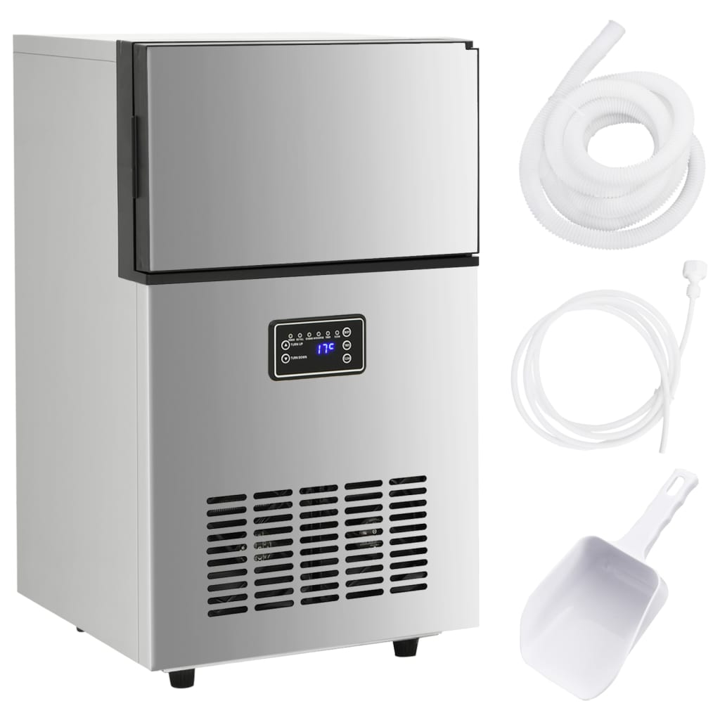 VidaXL machine à glaçons 45 kg 24 heures argent