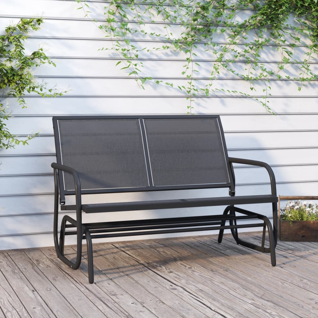 VidaXL canapé coulissant de jardin 120,5x76x86,5 cm feuille textile et acier noir