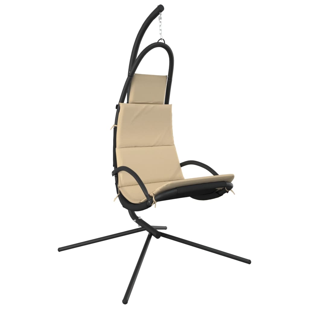 Chaise à bascule VidaXL avec coussin, tissu oxford et acier, couleur crème