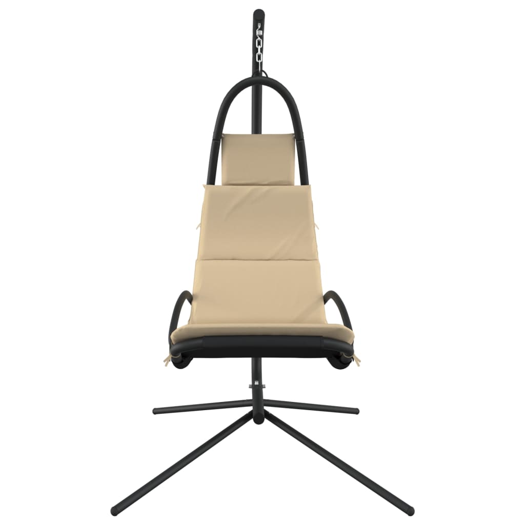 Chaise à bascule VidaXL avec coussin, tissu oxford et acier, couleur crème