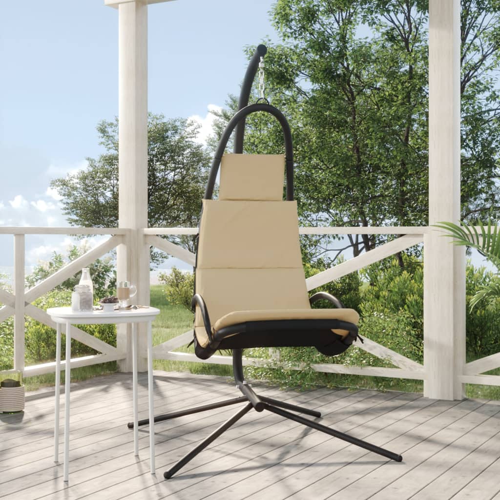 Chaise à bascule VidaXL avec coussin, tissu oxford et acier, couleur crème