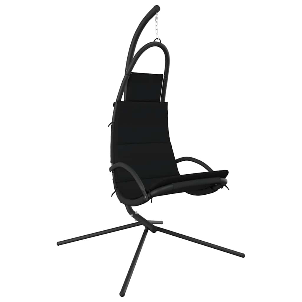 Chaise à bascule VidaXL avec coussin en tissu oxford et acier noir