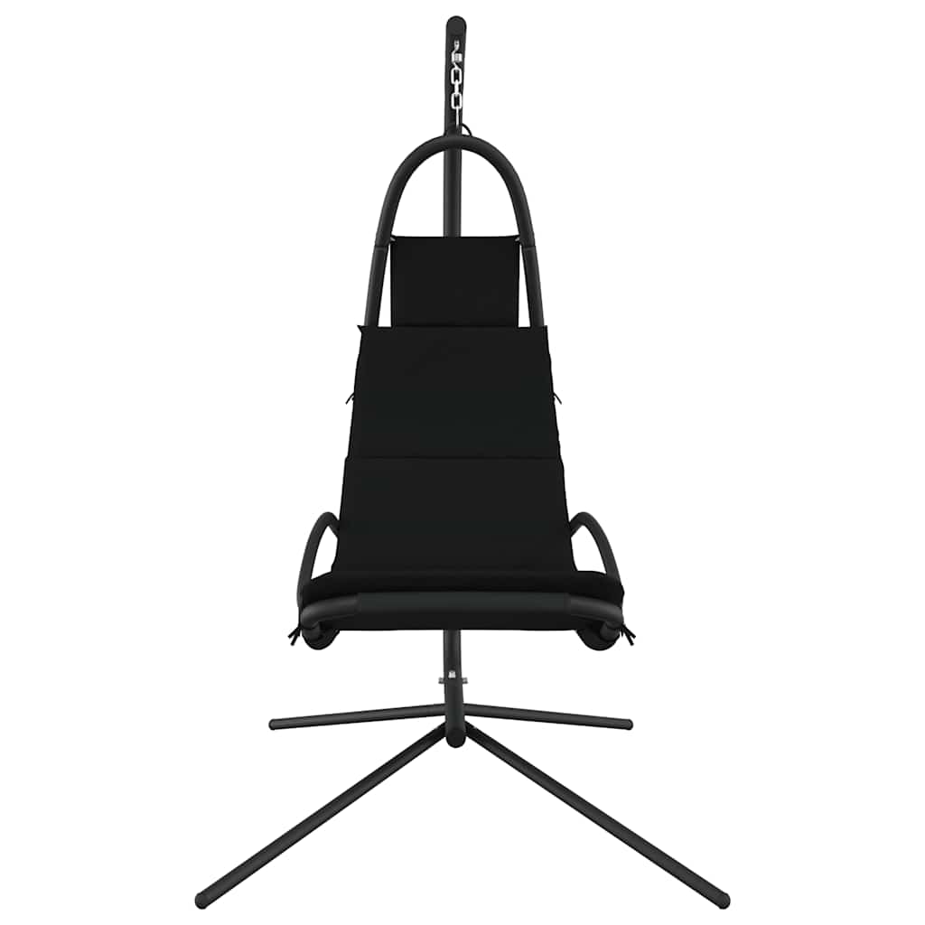 Chaise à bascule VidaXL avec coussin en tissu oxford et acier noir