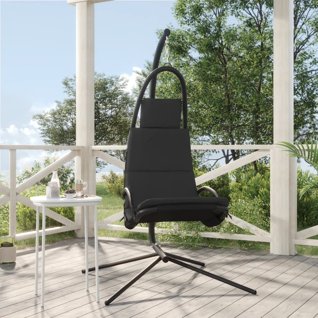 VidaXL chaise à bascule avec coussin tissu oxford et acier gris foncé