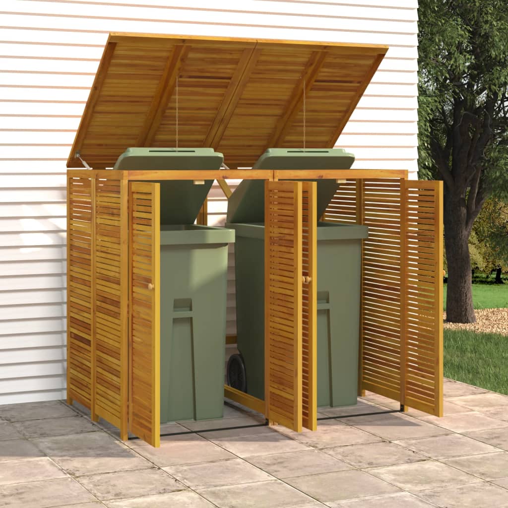 VidaXL Poubelle de rangement double 140x89x117 cm bois d'acacia massif