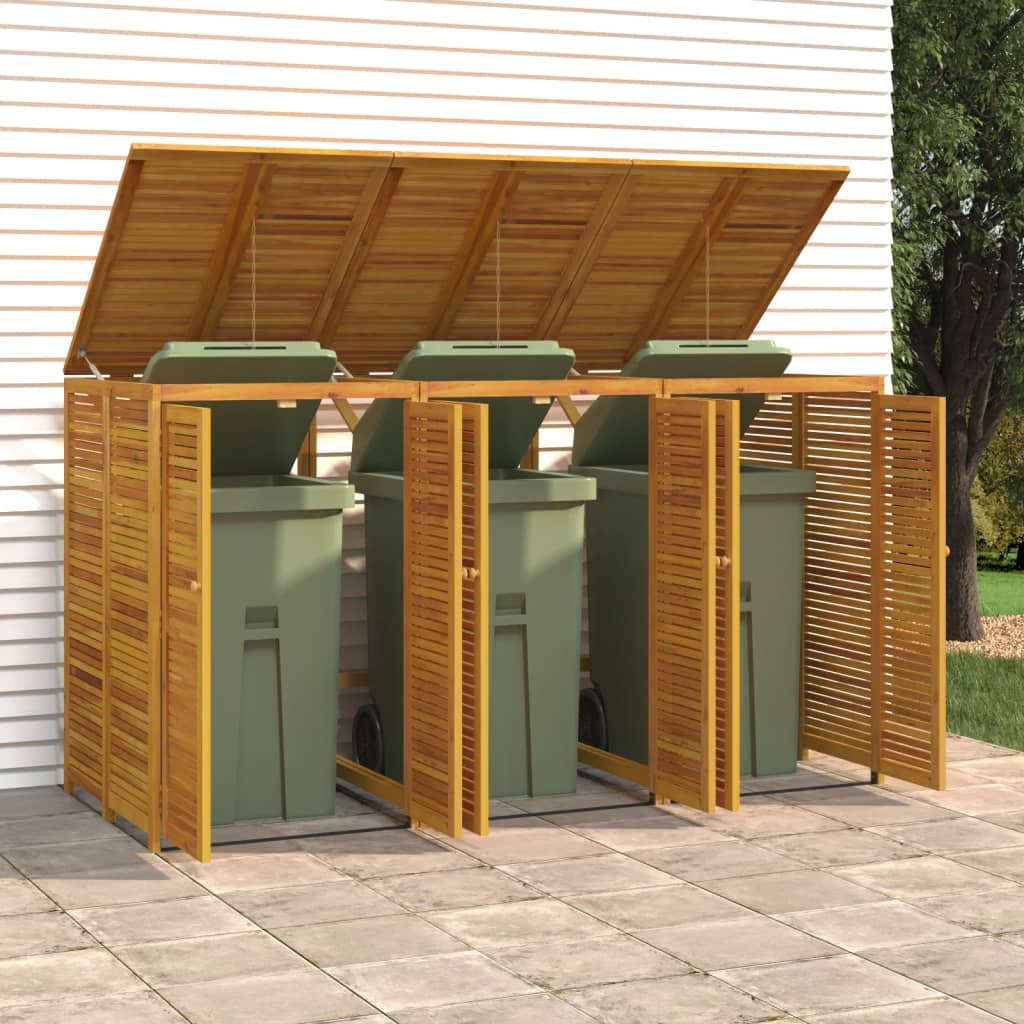 VidaXL Poubelle de rangement triple 210x89x117 cm bois d'acacia massif