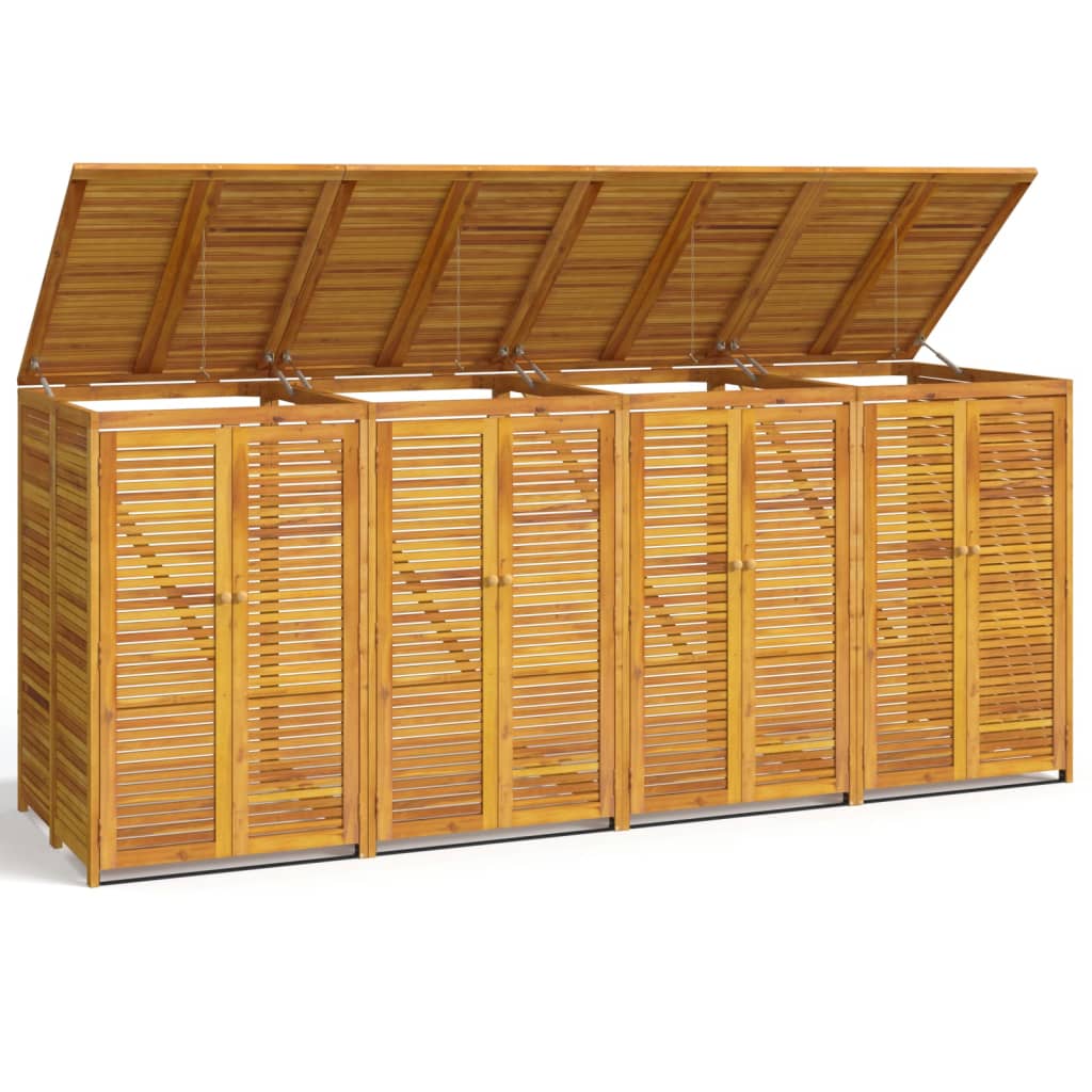 VidaXL Poubelle de rangement quadruple 280x89x117 cm bois d'acacia massif