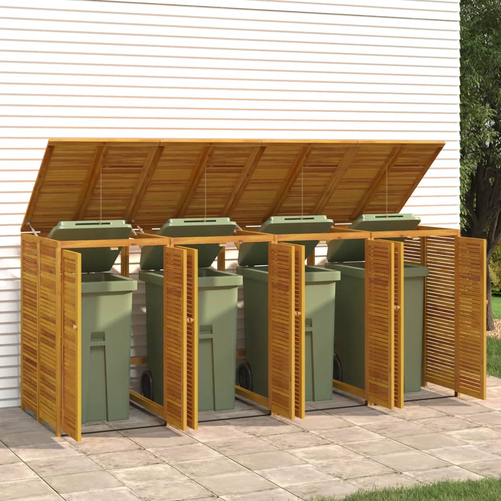 VidaXL Poubelle de rangement quadruple 280x89x117 cm bois d'acacia massif