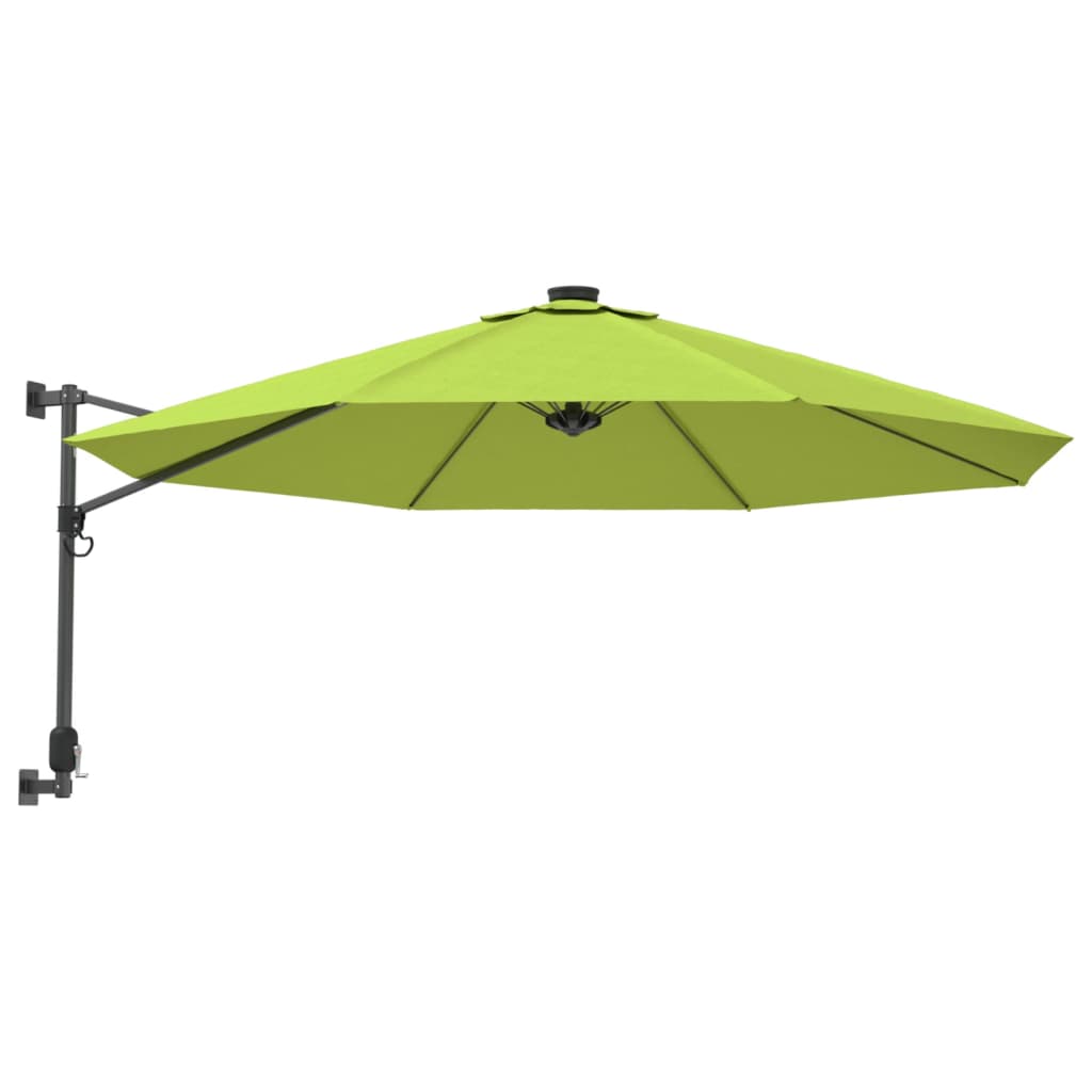 VidaXL parasol mural avec LED 290 cm vert pomme