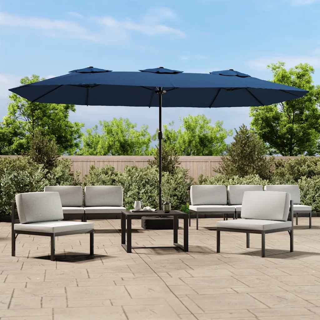 Vidaxx parasol double toit avec LED 449x245 cm bleu azur
