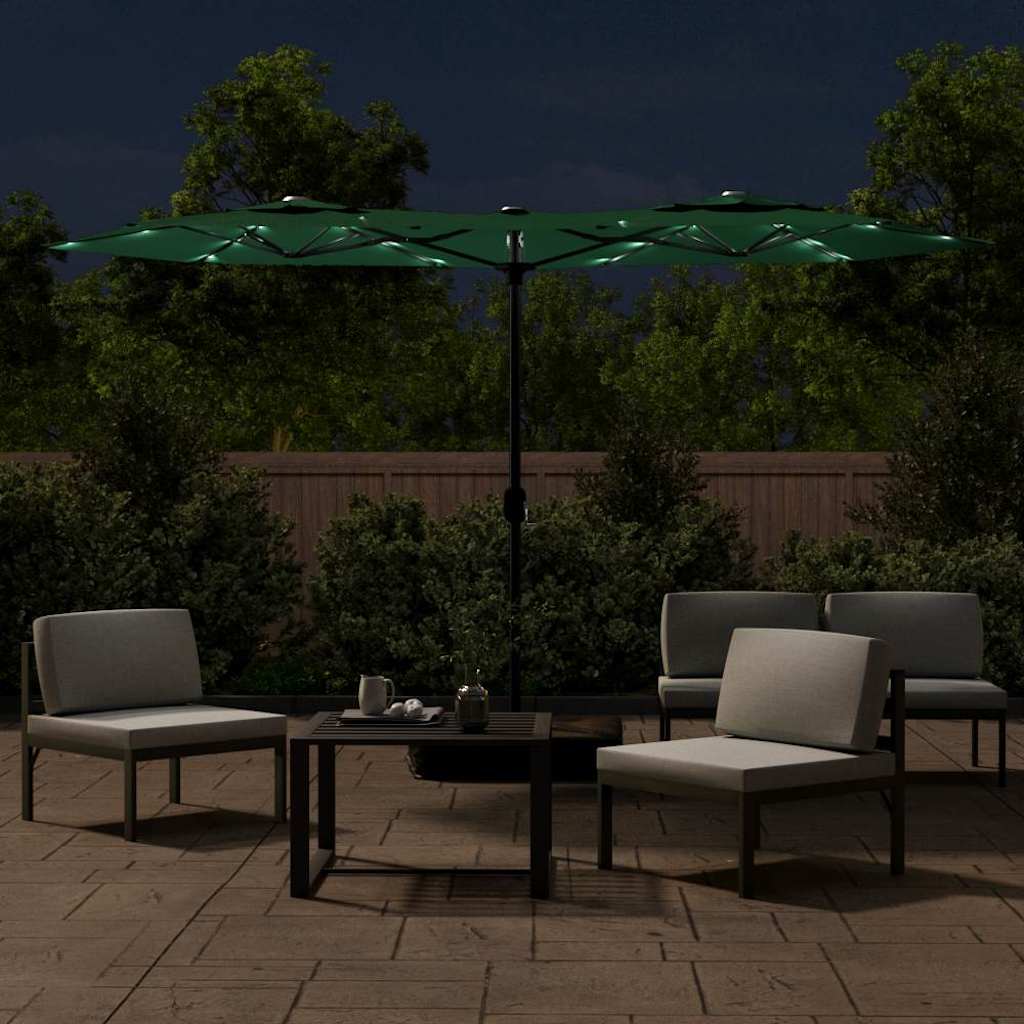 Vidaxx parasol double avec LED 316x240 cm vert