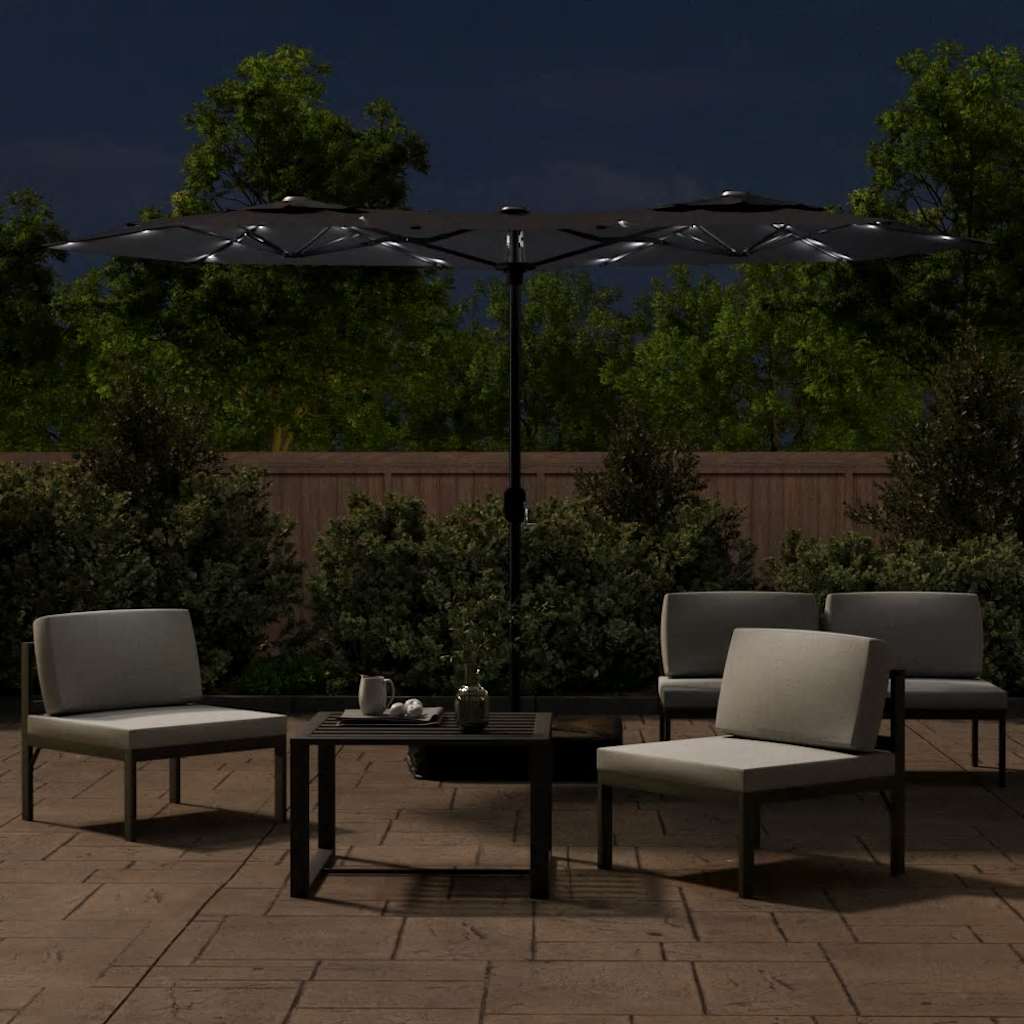 Vidaxx parasol double toit avec LED 316x240 cm noir