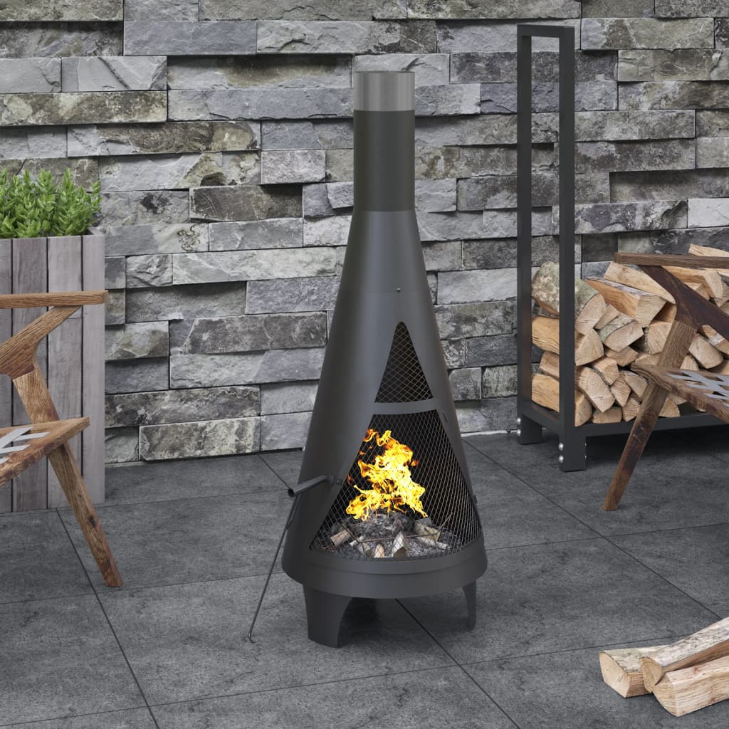 VidaXL Poêle de jardin avec tisonnier 45x45x122 cm acier