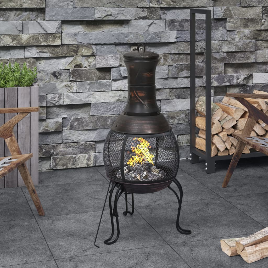 VidaXL poêle de jardin avec tisonnier 39x39x90 cm acier