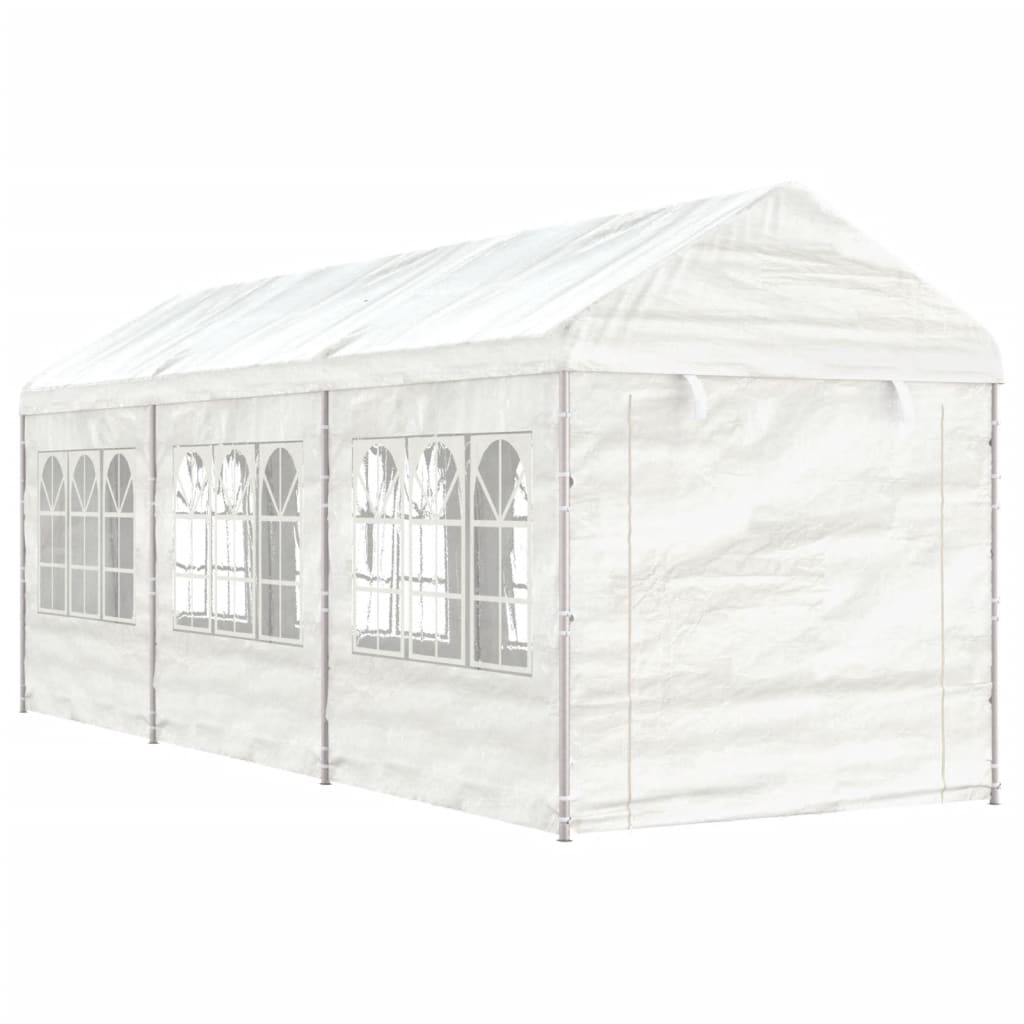 VidaXL Gazebo avec toit 6,69x2,28x2,69 m polyéthylène blanc