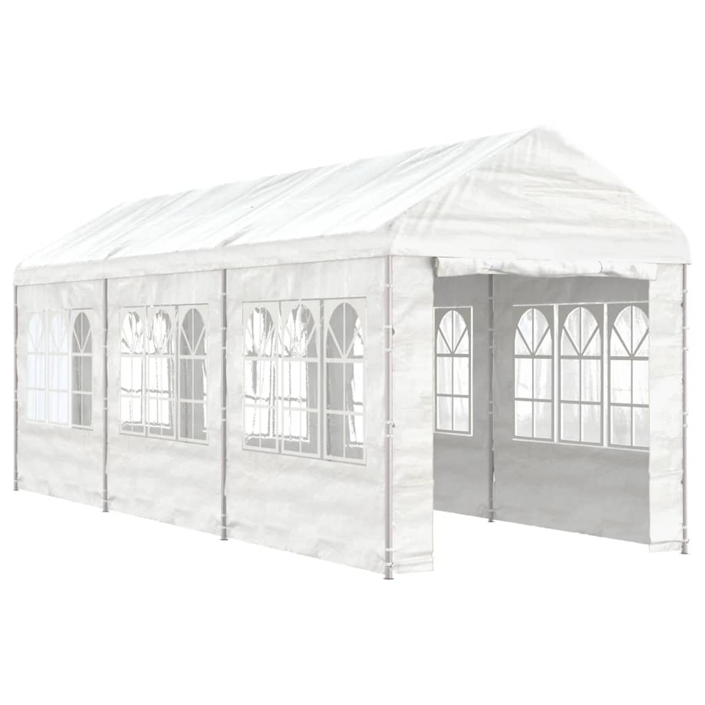 VidaXL Gazebo avec toit 6,69x2,28x2,69 m polyéthylène blanc
