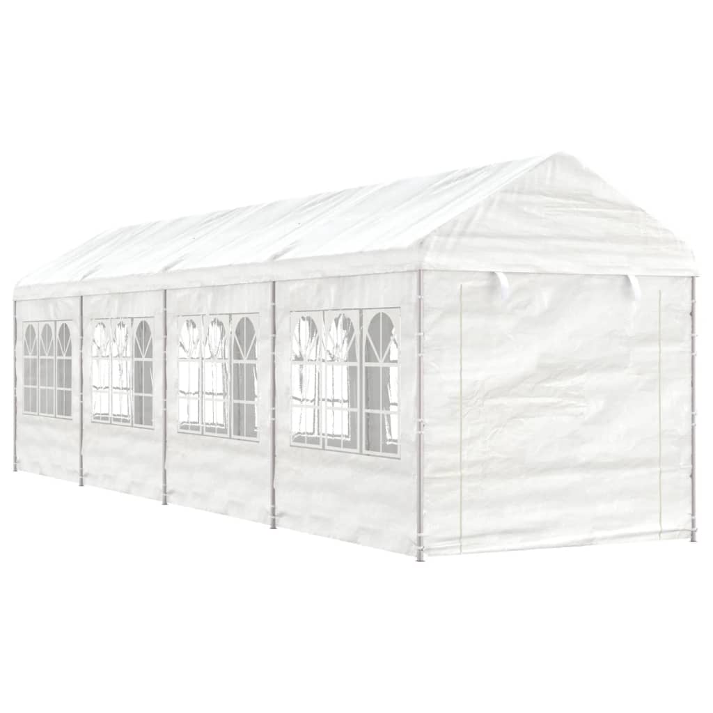 VidaXL Gazebo avec toit 8,92x2,28x2,69 m polyéthylène blanc