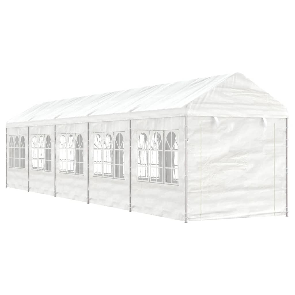 VidaXL Gazebo avec toit 11,15x2,28x2,69 m polyéthylène blanc