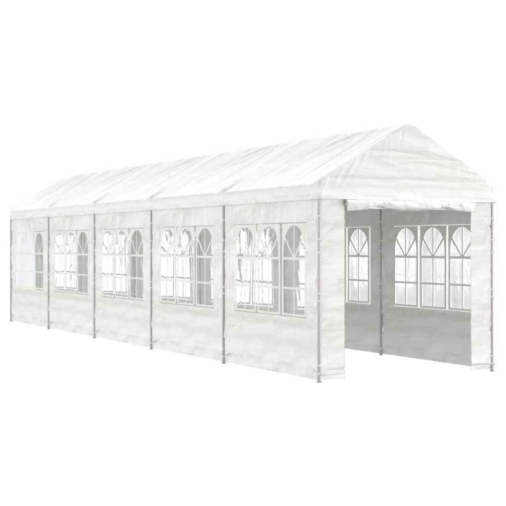 VidaXL Gazebo avec toit 11,15x2,28x2,69 m polyéthylène blanc