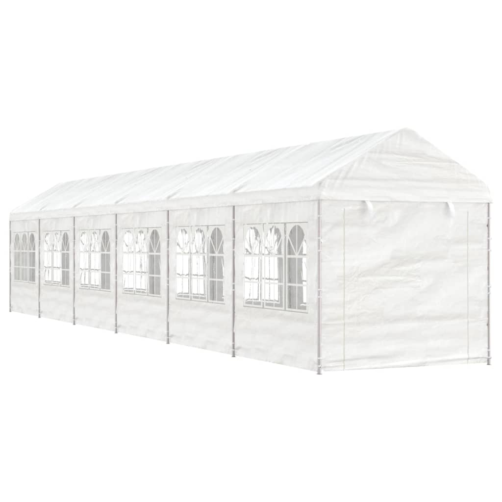 VidaXL Gazebo avec toit 13,38x2,28x2,69 m polyéthylène blanc