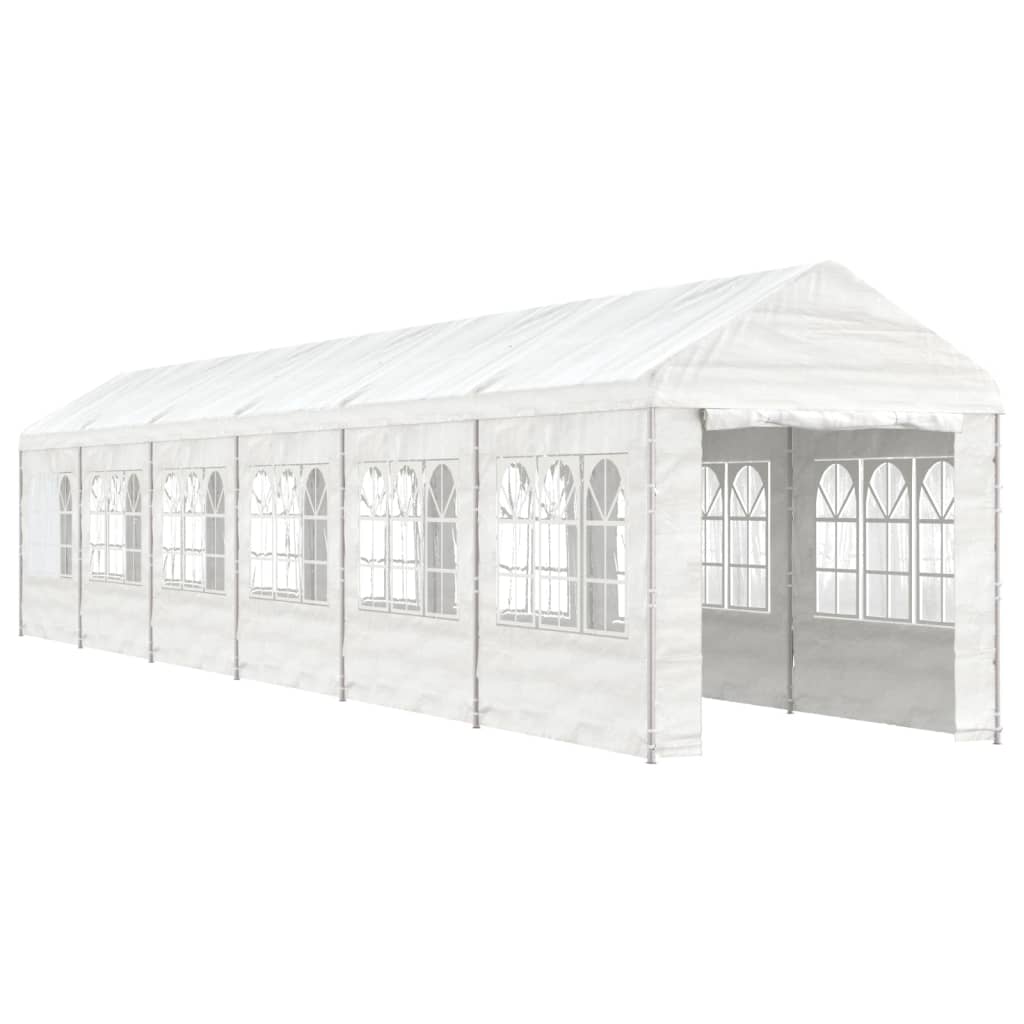 VidaXL Gazebo avec toit 13,38x2,28x2,69 m polyéthylène blanc
