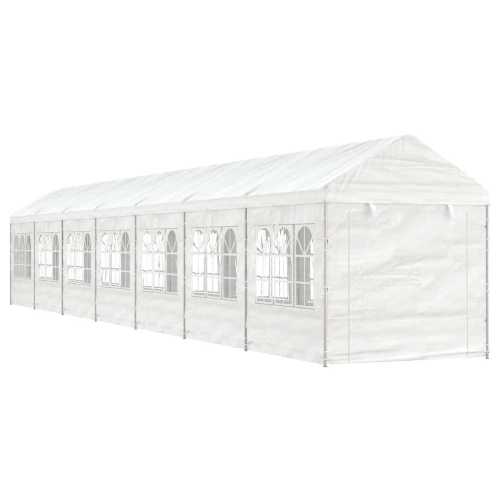 VidaXL Gazebo avec toit 15,61x2,28x2,69 m polyéthylène blanc
