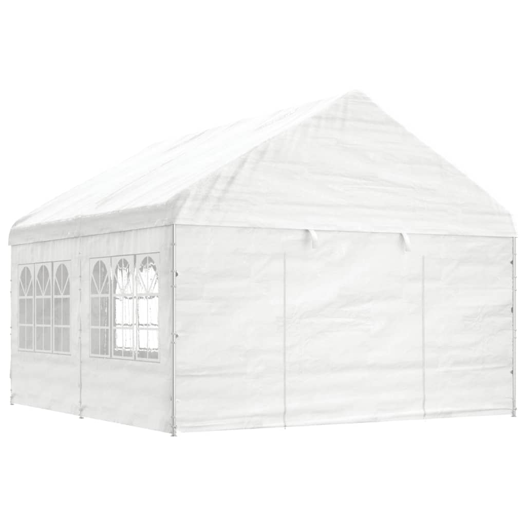 VidaXL Gazebo avec toit 4,46x4,08x3,22 m polyéthylène blanc