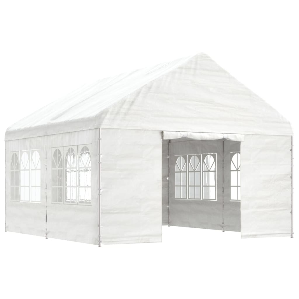 VidaXL Gazebo avec toit 4,46x4,08x3,22 m polyéthylène blanc
