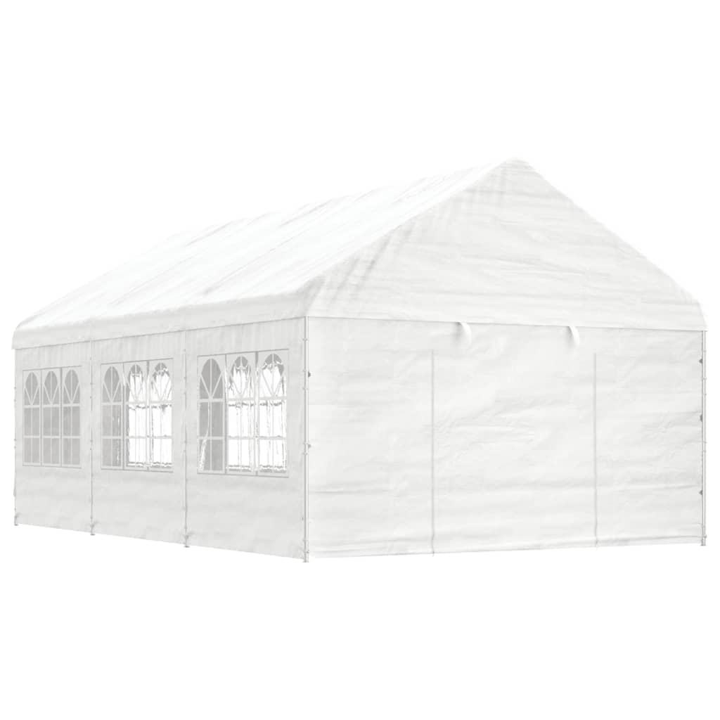 VidaXL Gazebo avec toit 6,69x4,08x3,22 m polyéthylène blanc