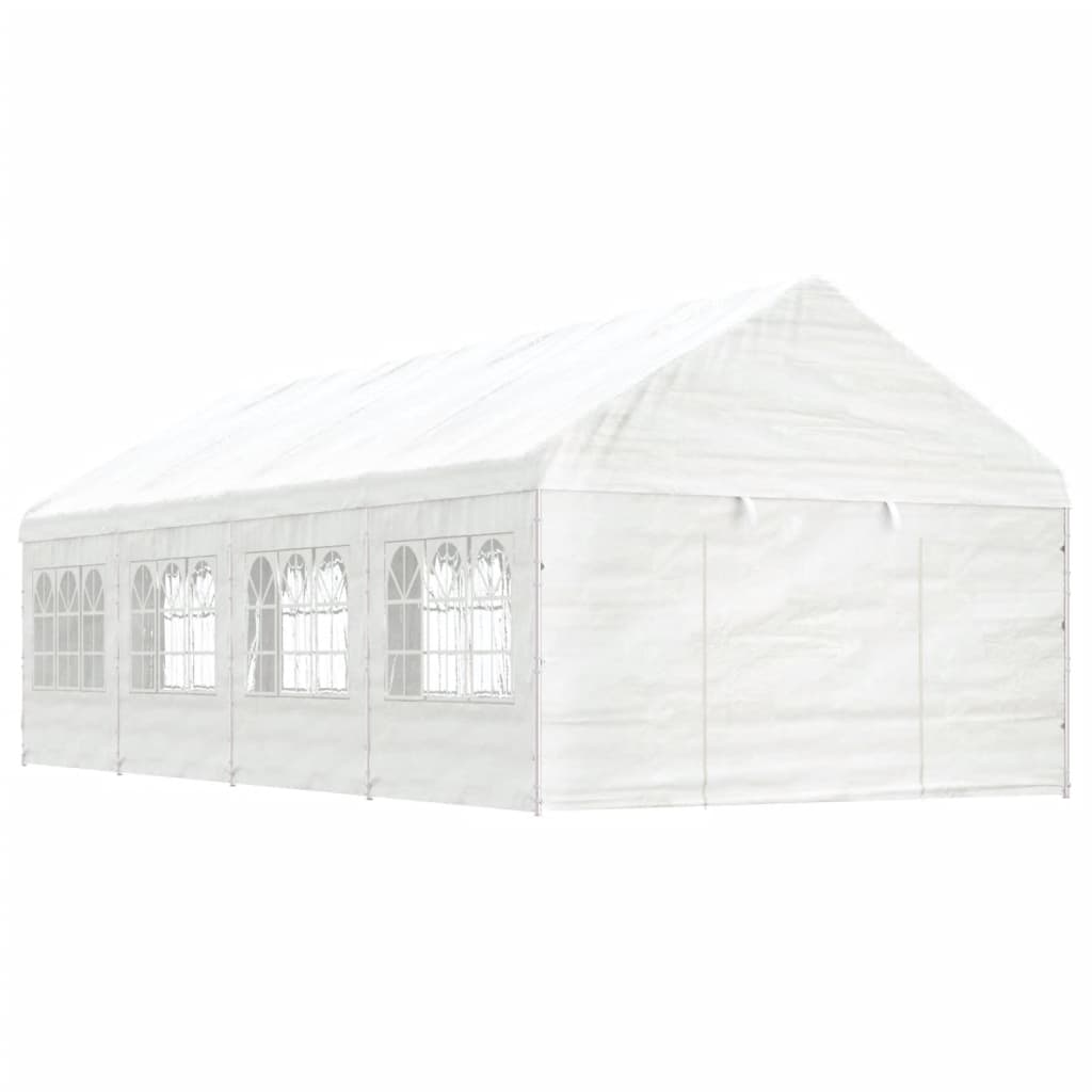 VidaXL Gazebo avec toit 8,92x4,08x3,22 m polyéthylène blanc