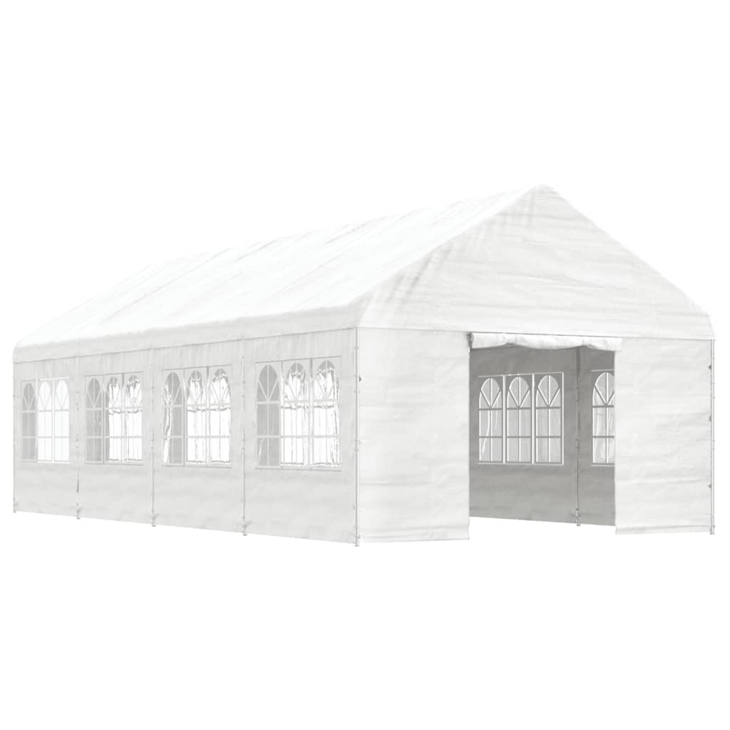 VidaXL Gazebo avec toit 8,92x4,08x3,22 m polyéthylène blanc