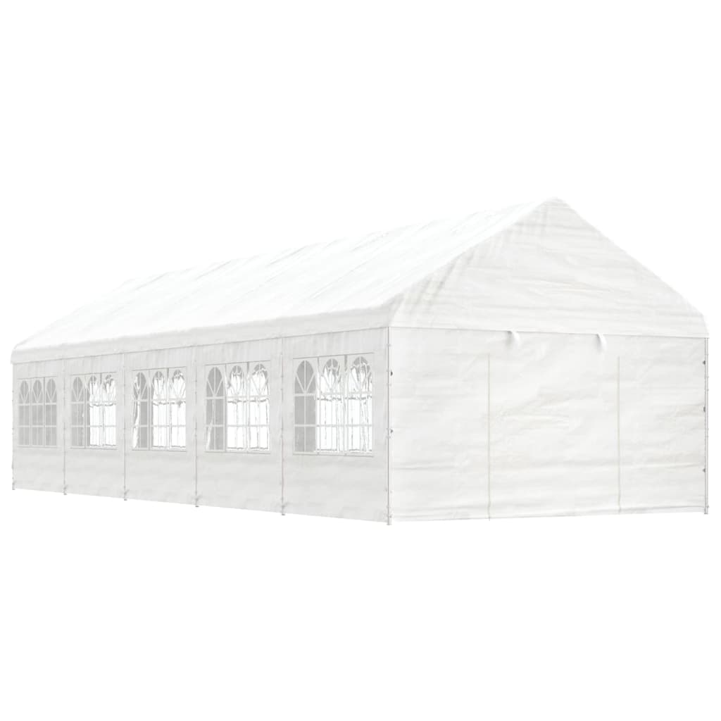 VidaXL Gazebo avec toit 11,15x4,08x3,22 m polyéthylène blanc