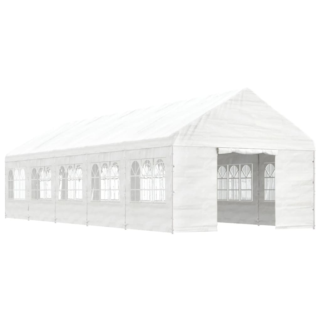 VidaXL Gazebo avec toit 11,15x4,08x3,22 m polyéthylène blanc