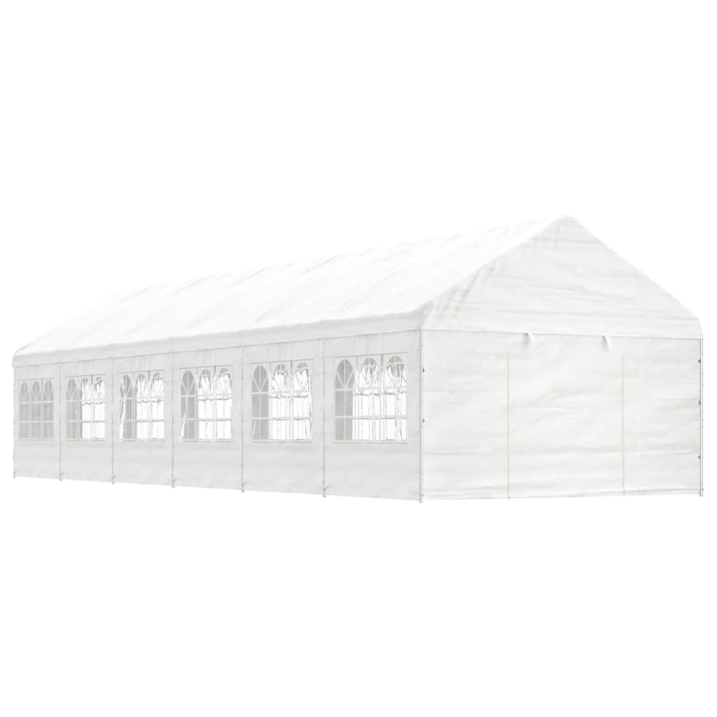 VidaXL Gazebo avec toit 13,38x4,08x3,22 m polyéthylène blanc