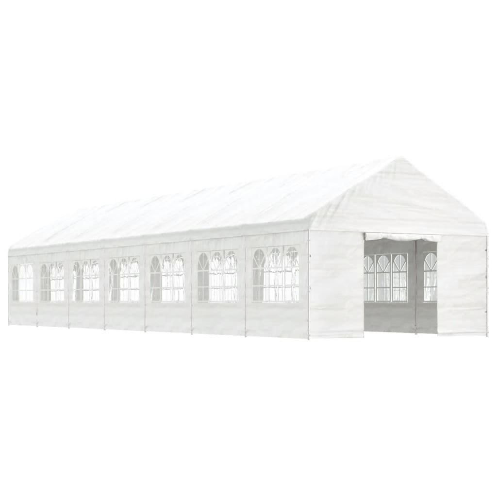 VidaXL Gazebo avec toit 15,61x4,08x3,22 m polyéthylène blanc