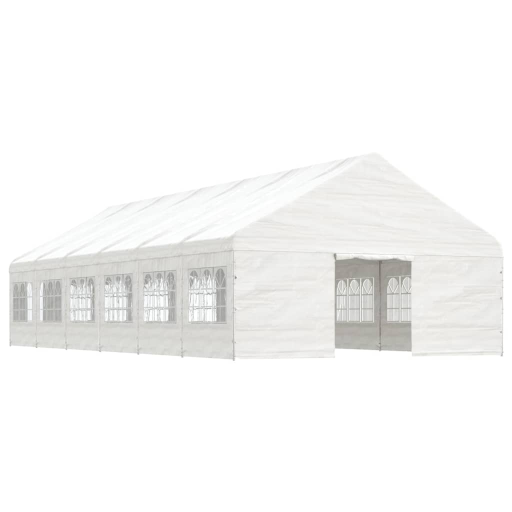 VidaXL Gazebo avec toit 13,38x5,88x3,75 m polyéthylène blanc