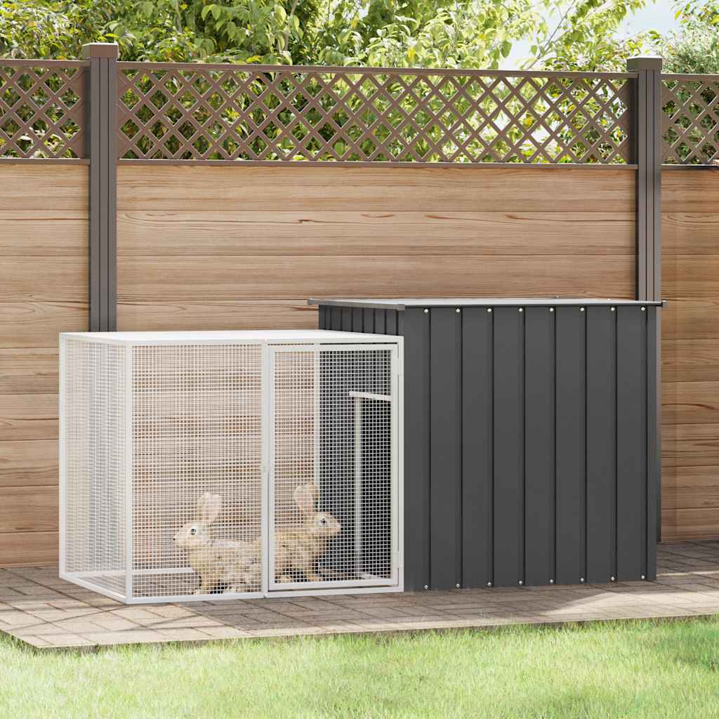 Clapier à lapin Vidaxxl 200x91x100 cm acier galvanisé anthracite