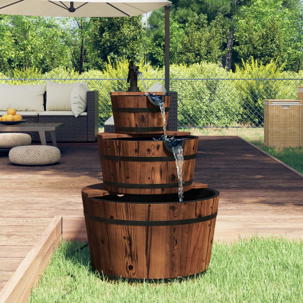 Vidaxxl fontaine à eau avec pompe 60x60x94 cm bois de pin massif