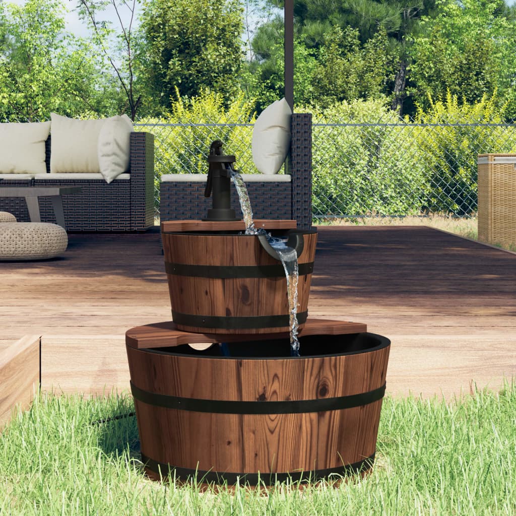 Vidaxxl fontaine à eau avec pompe 44,5x44,5x58 cm bois de pin massif