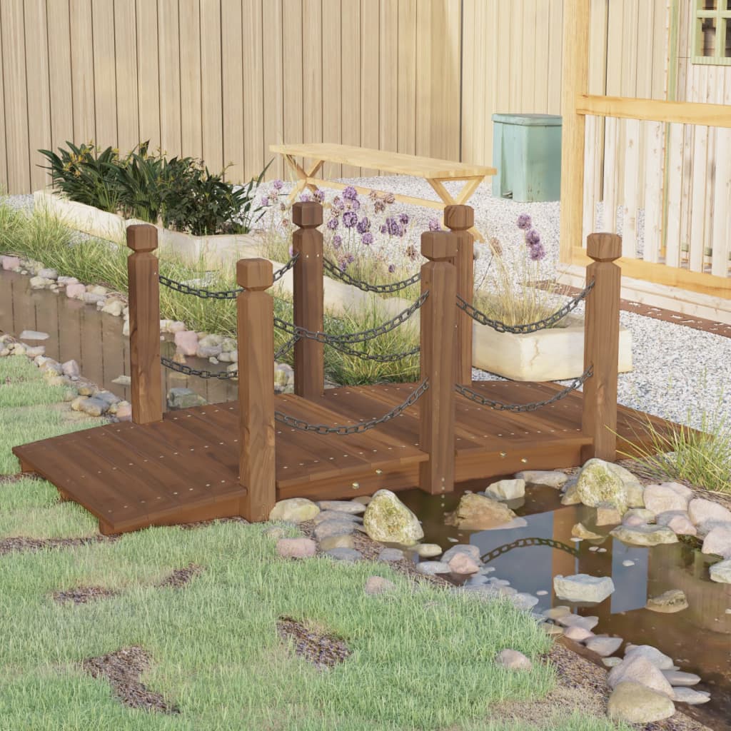 VidaXL pont de jardin avec rails à chaîne 150x67x56 cm bois de pin massif