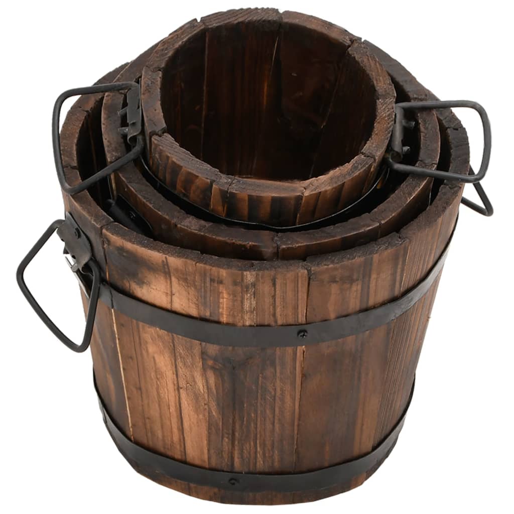 VidaXL Ensemble de jardinières seau en bois 3 pièces en bois de pin massif