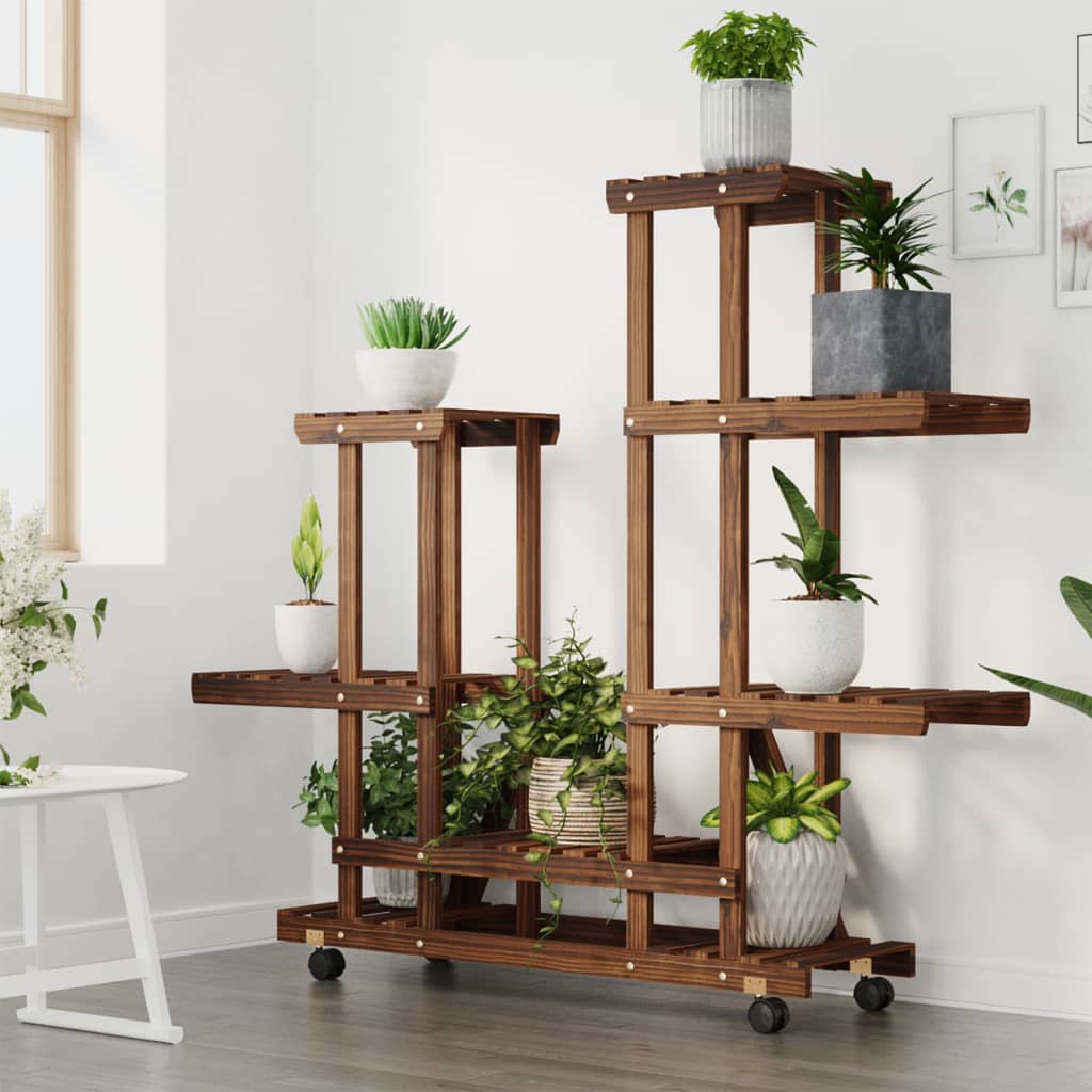 Vidaxx support pour plantes à roulettes 95x25x101 cm en bois de pin massif