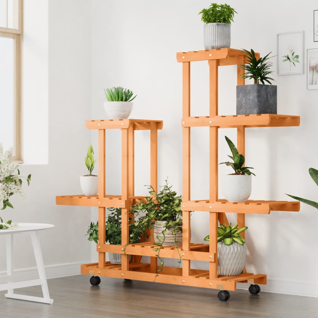 Vidaxx support pour plantes à roulettes 95x25x101 cm en bois de pin massif