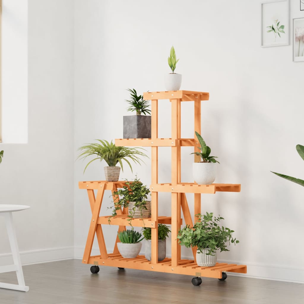 Vidaxx support pour plantes à roulettes 95x25x101 cm en bois de pin massif