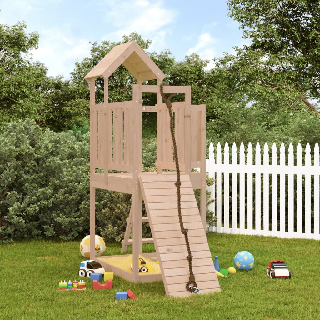 VidaXL Playhouse avec mur d'escalade en bois de pin massif