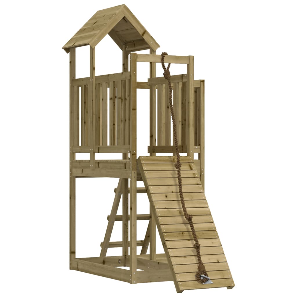 VidaXL Playhouse avec mur d'escalade en bois de pin imprégné