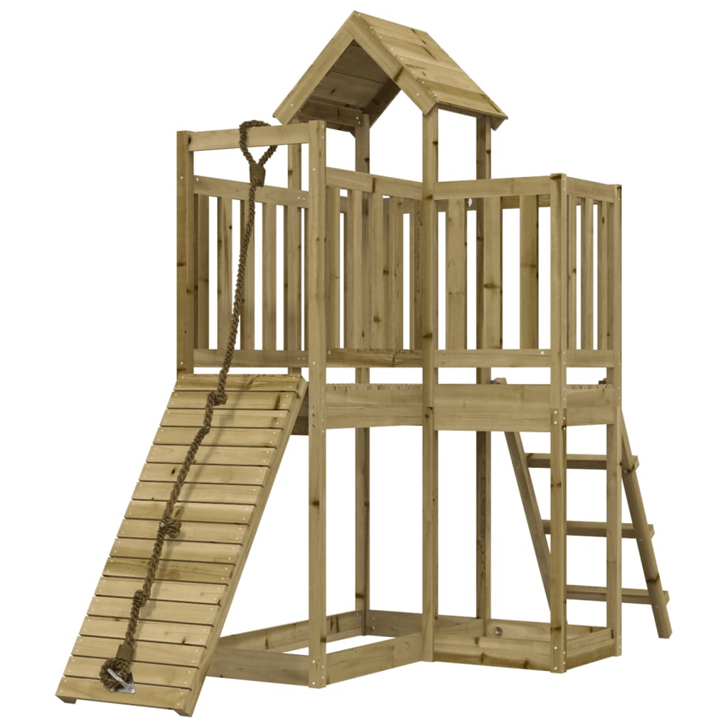 VidaXL Playhouse avec mur d'escalade en bois de pin imprégné