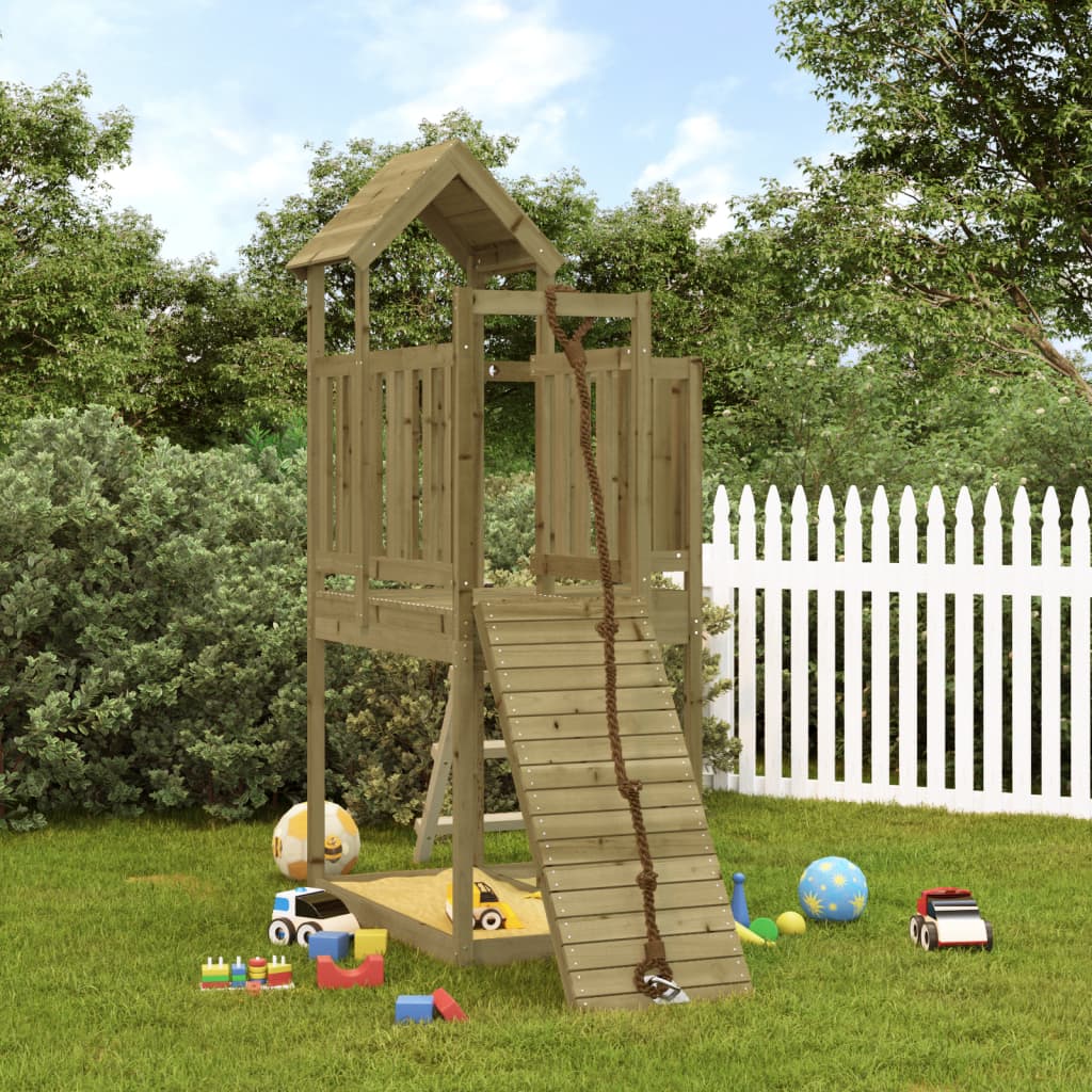 VidaXL Playhouse avec mur d'escalade en bois de pin imprégné