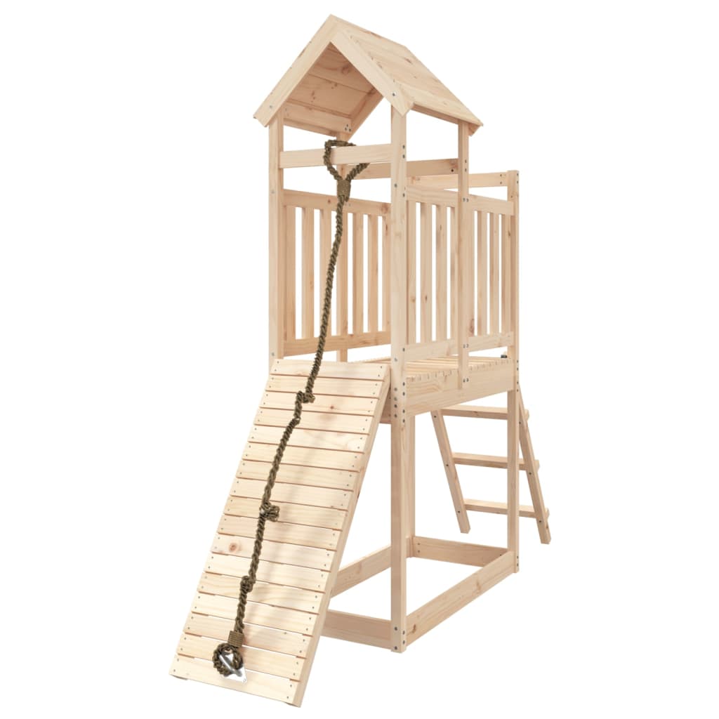 VidaXL Playhouse avec mur d'escalade en bois de pin massif